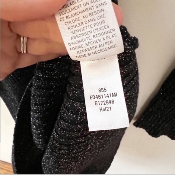 OPEN EDIT Sparkle Cutout Sweater Mini Dress Black/Silver Size Medium NEW - Picture 6 of 10